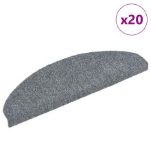 Berkfield Stair Mats Self-adhesive 20 pcs 65x21x4 cm Light Grey Half Round Large