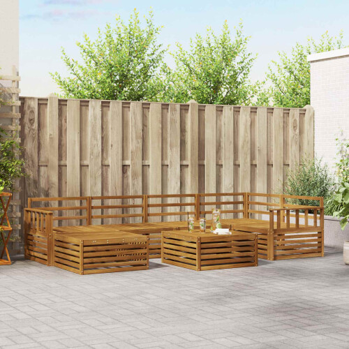 Berkfield Outdoor Sofa Set 7 pcs Natural Solid Acacia Wood