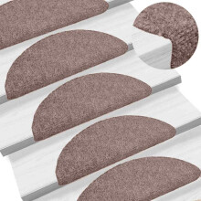 Berkfield Stair Mats Self-adhesive 30 pcs 65x21x4 cm Light Brown Half Round Large
