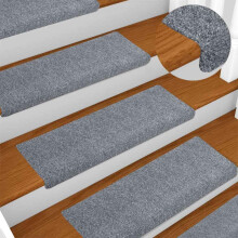 Berkfield Stair Mats Self-adhesive 30 pcs 65x21x4 cm Light Grey Rectangular Edge