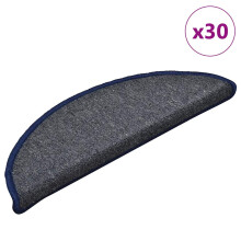 Berkfield Stair Mats 30 pcs 56x17x3 cm Dark Grey and Blue Half Round