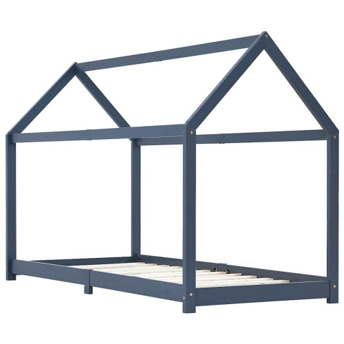 Berkfield Kids Bed Frame Grey Solid Pine Wood 90x200 cm 1