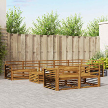 Berkfield Outdoor Sofa Set 9 pcs Natural Solid Acacia Wood