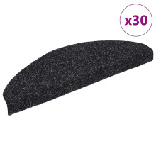 Berkfield Stair Mats Self-adhesive 30 pcs 65x21x4 cm Black Half Round Large