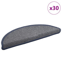 Berkfield Stair Mats 30 pcs 56x17x3 cm Light Grey and Blue Half Round