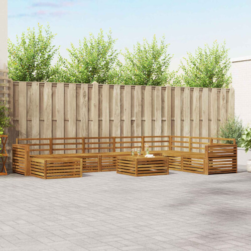 Berkfield Outdoor Sofa Set 9 pcs Natural Solid Acacia Wood