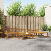 Berkfield Outdoor Sofa Set 6 pcs Natural Solid Acacia Wood