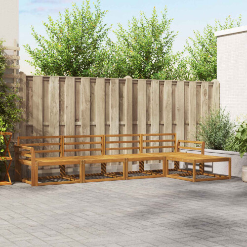 Berkfield Outdoor Sofa Set 5 pcs Natural Solid Acacia Wood