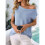 Women'S Short-Sleeved Off-Shoulder Knitted Pullover Light  L 4