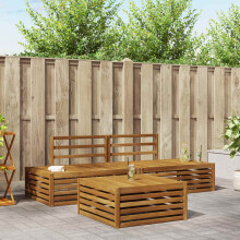 Berkfield Outdoor Sofa Set 3 Piece Natural Solid Acacia Wood