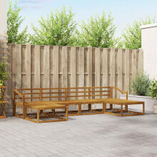 Berkfield Outdoor Sofa Set 6 pcs Natural Solid Acacia Wood