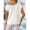 Women'S Short-Sleeved Off-Shoulder Knitted Pullover Creamy White L 4