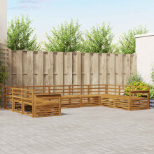 Berkfield Outdoor Sofa Set 9 pcs Natural Solid Acacia Wood