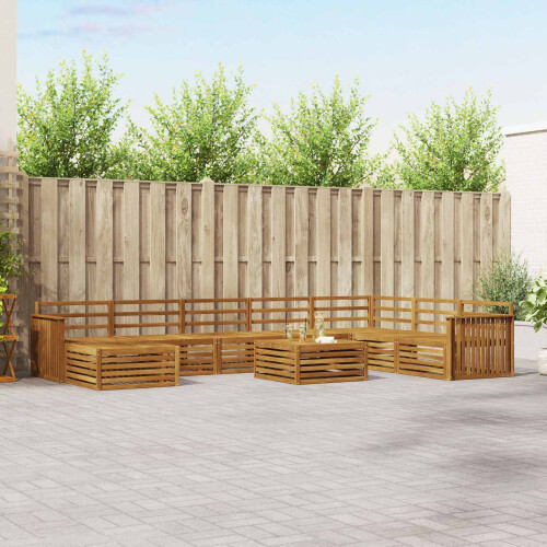 Berkfield Outdoor Sofa Set 9 pcs Natural Solid Acacia Wood