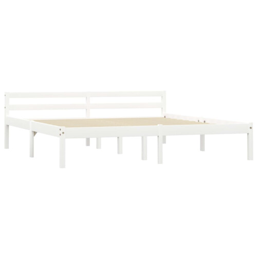 Berkfield Bed Frame without Mattress White Solid Pine Wood 180x200 cm Super King 1