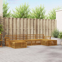 Berkfield Sofa Sets 6 pcs Natural Solid Acacia Wood