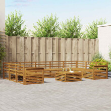 Berkfield Outdoor Sofa Set 10 pcs Natural Solid Acacia Wood