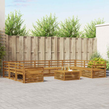 Berkfield Outdoor Sofa Set 10 pcs Natural Solid Acacia Wood