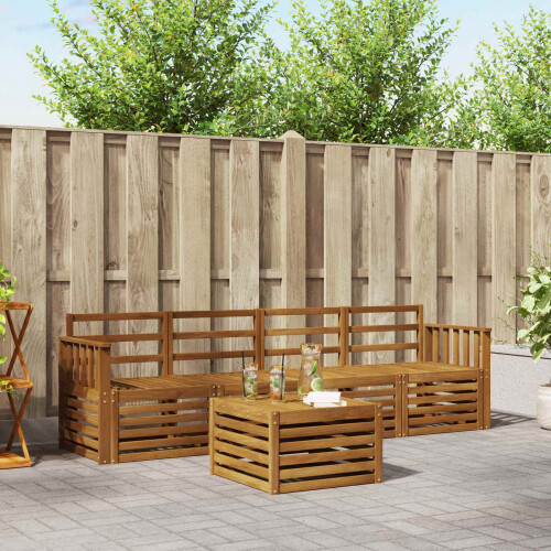 Berkfield Sofa Sets 5 pcs Natural Solid Acacia Wood