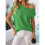 Women'S Short-Sleeved Off-Shoulder Knitted Pullover Green S 4