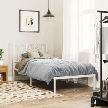 Berkfield Metal Bed Frame without Mattress with Headboard White 80x200cm