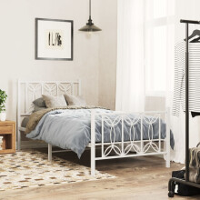 Berkfield Metal Bed Frame without Mattress with Footboard White 75x190cm