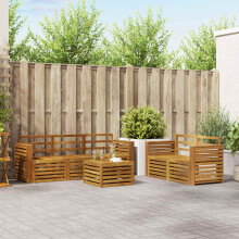 Berkfield Sofa Sets 6 pcs Natural Solid Acacia Wood