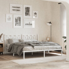 Berkfield Metal Bed Frame without Mattress with Headboard White 180x200cm