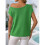 Women'S Short-Sleeved Off-Shoulder Knitted Pullover Green S 5