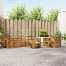 Berkfield Outdoor Sofa Set 7 pcs Natural Solid Acacia Wood