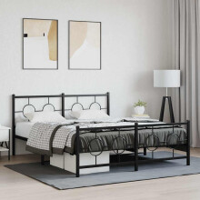 Berkfield Metal Bed Frame without Mattress with Footboard Black 150x200cm