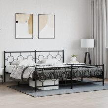 Berkfield Metal Bed Frame without Mattress with Footboard Black 193x203cm