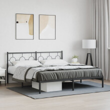Berkfield Metal Bed Frame without Mattress with Headboard Black 180x200cm