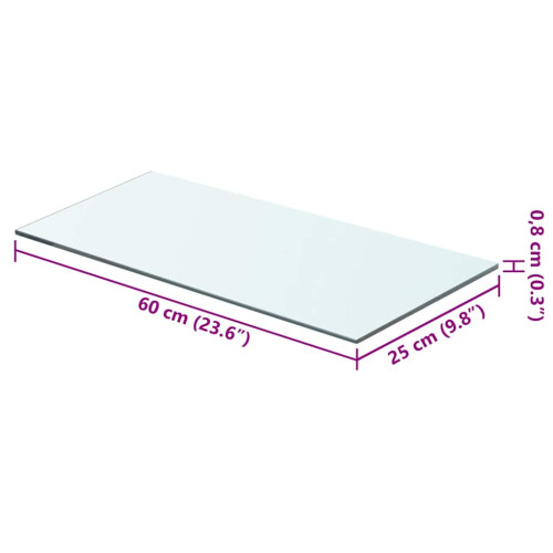 Berkfield Shelf Panel Glass Clear 60x25 cm 2