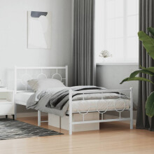 Berkfield Metal Bed Frame without Mattress with Footboard White 100x200cm