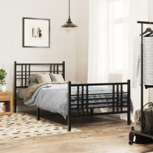 Berkfield Metal Bed Frame without Mattress with Footboard Black 90x190cm