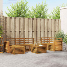 Berkfield Outdoor Sofa Set 8 pcs Natural Solid Acacia Wood