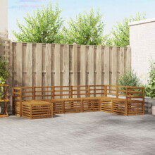 Berkfield Outdoor Sofa Set 8 pcs Natural Solid Acacia Wood