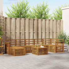 Berkfield Outdoor Sofa Set 8 pcs Natural Solid Acacia Wood