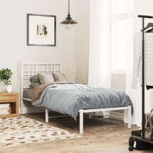 Berkfield Metal Bed Frame without Mattress with Headboard White 75x190cm