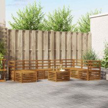 Berkfield Outdoor Sofa Set 9 pcs Natural Solid Acacia Wood