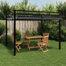Berkfield Garden Gazebo with Retractable Roof Anthracite 3x3 m Aluminium