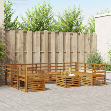Berkfield Sofa Sets 10 pcs Natural Solid Acacia Wood