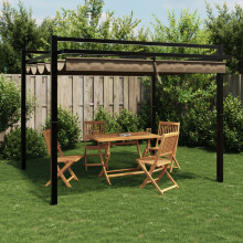 Berkfield Garden Gazebo with Retractable Roof Taupe 3x3 m Aluminium