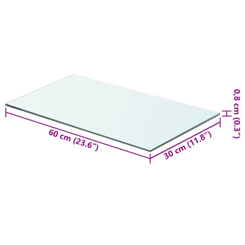 Berkfield Shelf Panel Glass Clear 60x30 cm 2