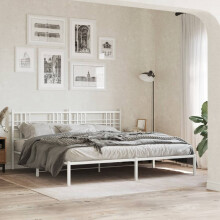 Berkfield Metal Bed Frame without Mattress with Headboard White 193x203cm
