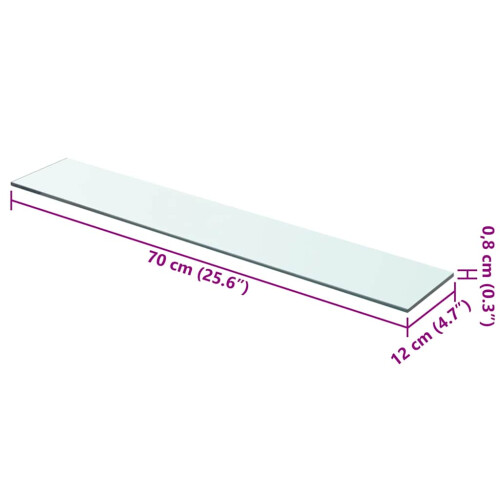 Berkfield Shelf Panel Glass Clear 70x12 cm 2