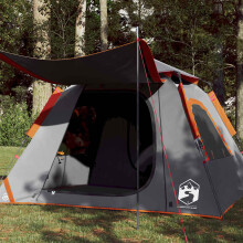 Berkfield Camping Tent Dome 4-Person Grey and Orange Quick Release