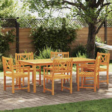 Berkfield Garden Dining Set 7 pcs Brown Solid Acacia Wood