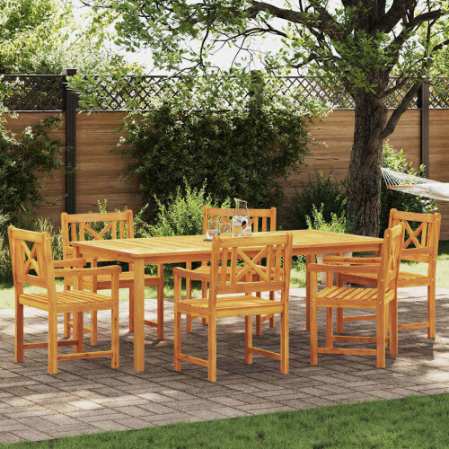 Berkfield Garden Dining Set 7 pcs Brown Solid Acacia Wood